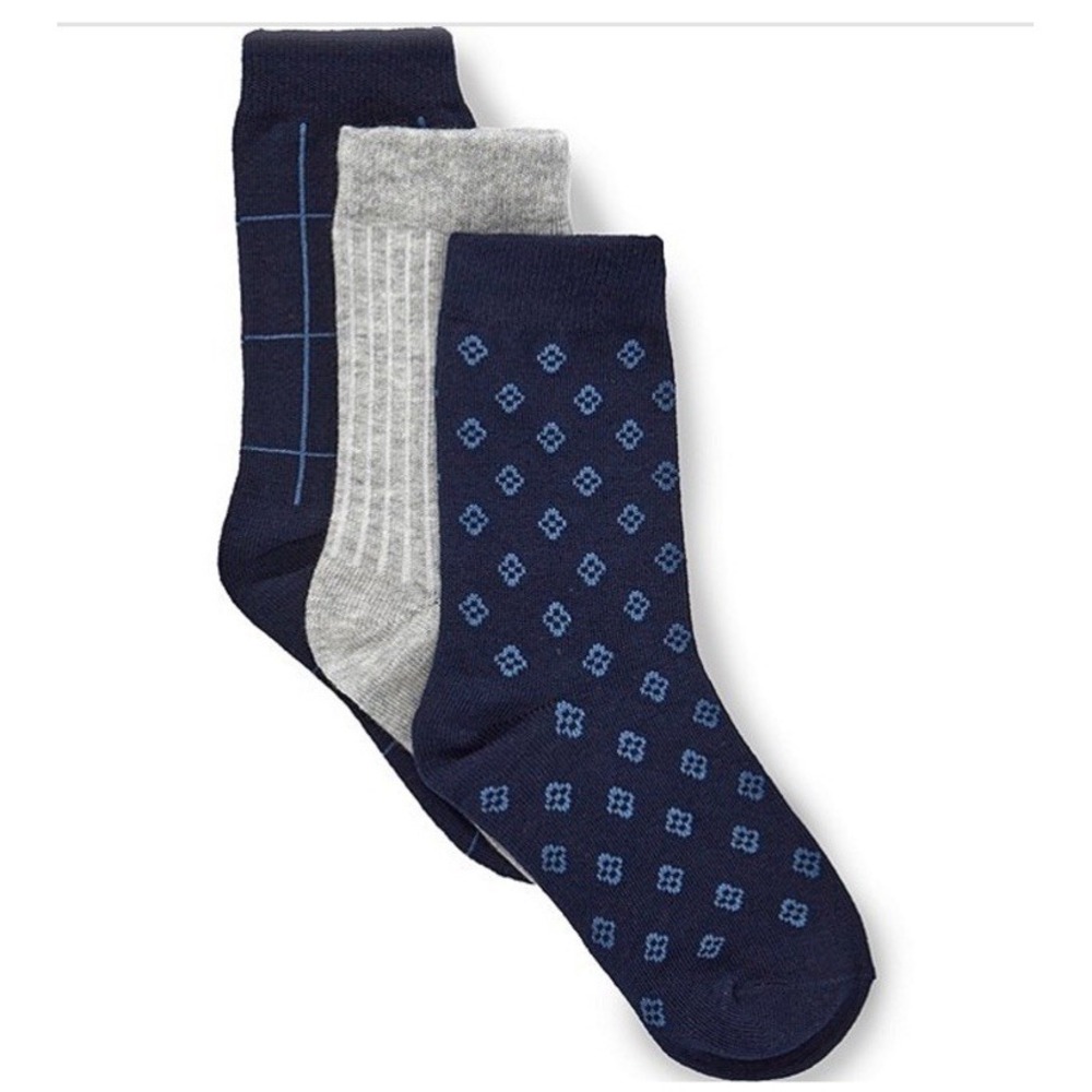 Class Club Boys 3-Pack Fashion Dress Socks NWT size M Shoe Size 2-7